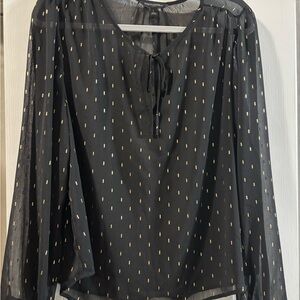 Banana Republic Black Blouse with Gold Dots